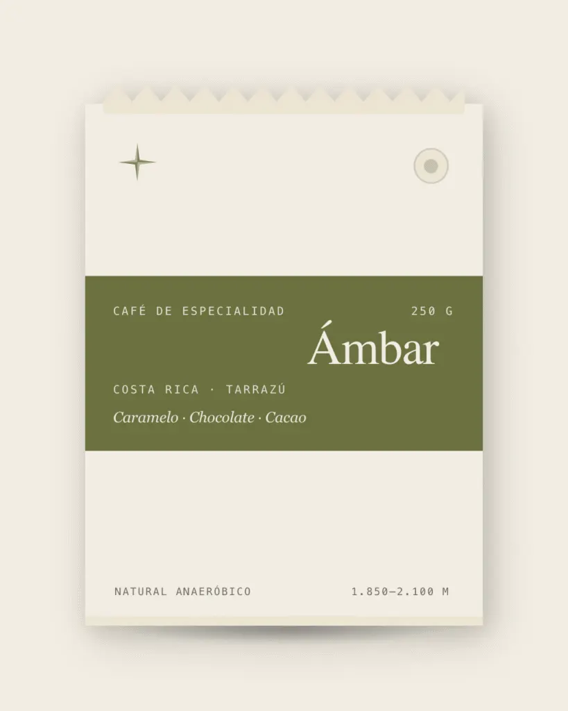 Bolsa de 250 g de Ámbar, café de especialidad natural anaeróbico de Tarrazú (Costa Rica) de Naos Coffee