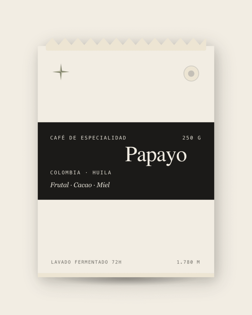 Bolsa de 250 g de Papayo, café de especialidad lavado de Huila (Colombia) de Naos Coffee