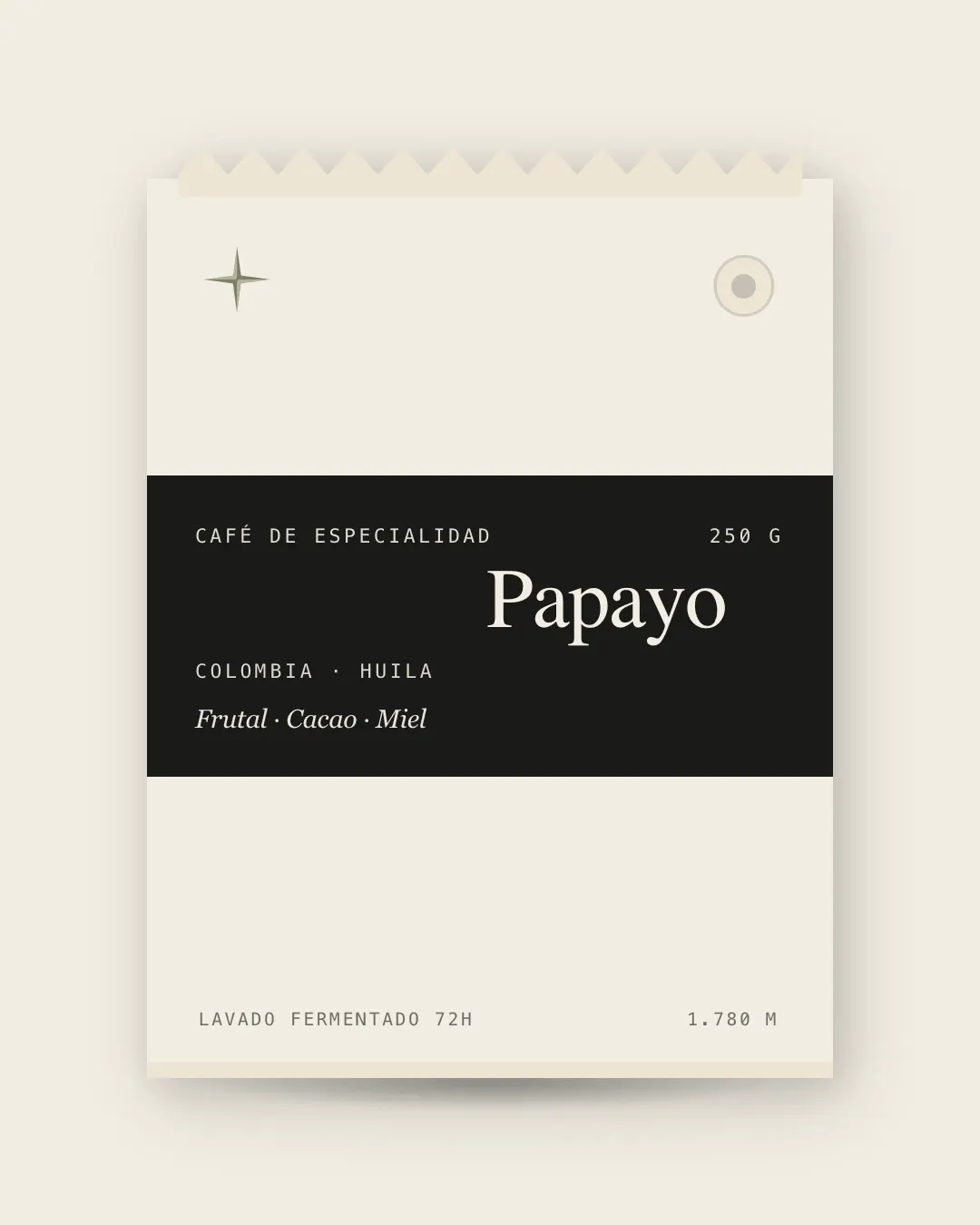 Bolsa de 250 g de Papayo, café de especialidad lavado de Huila (Colombia) de Naos Coffee