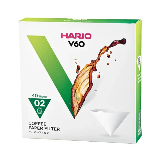 Hario V60 · Filtros de papel 02 blanqueados (40 uds)