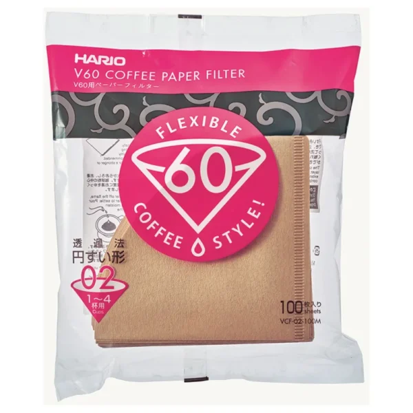Hario V60 · Filtros de papel 02 naturales (100 uds)
