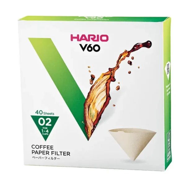 Hario V60 · Filtros de papel 02 naturales (40 uds)